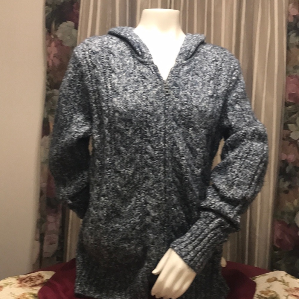 Soft Cozy full zip hooded cable knit sweater